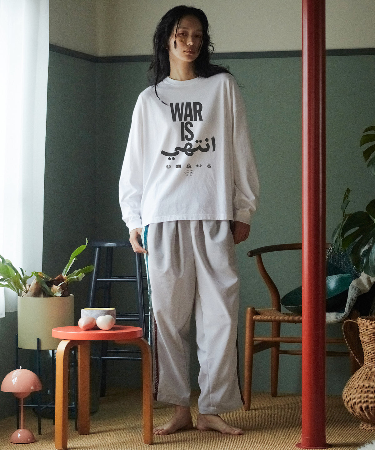 PIGMENT-DYED L/S TEE（WAR IS OVER）