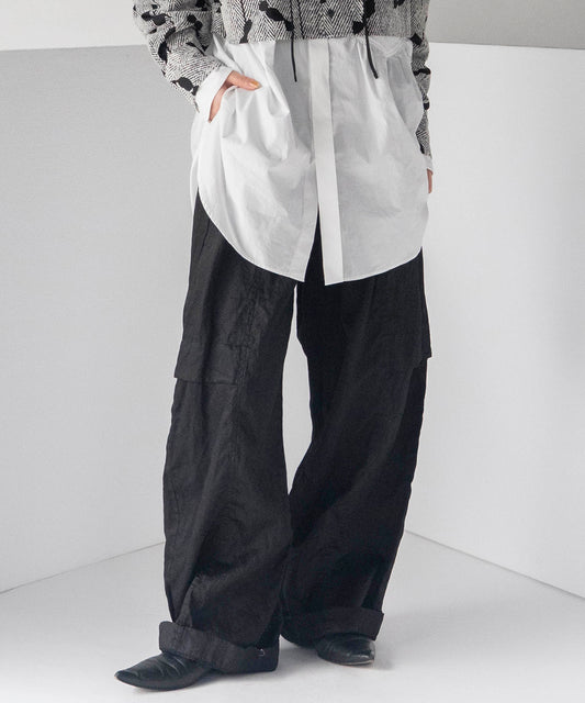CRASH SATIN LOOSE WIDE PANTS