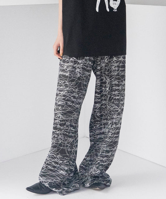INK LETTER GATHER PANTS