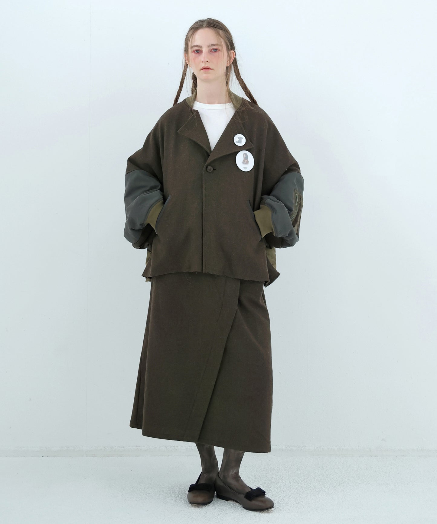 Dreamin' Mix Poncho Short Coat