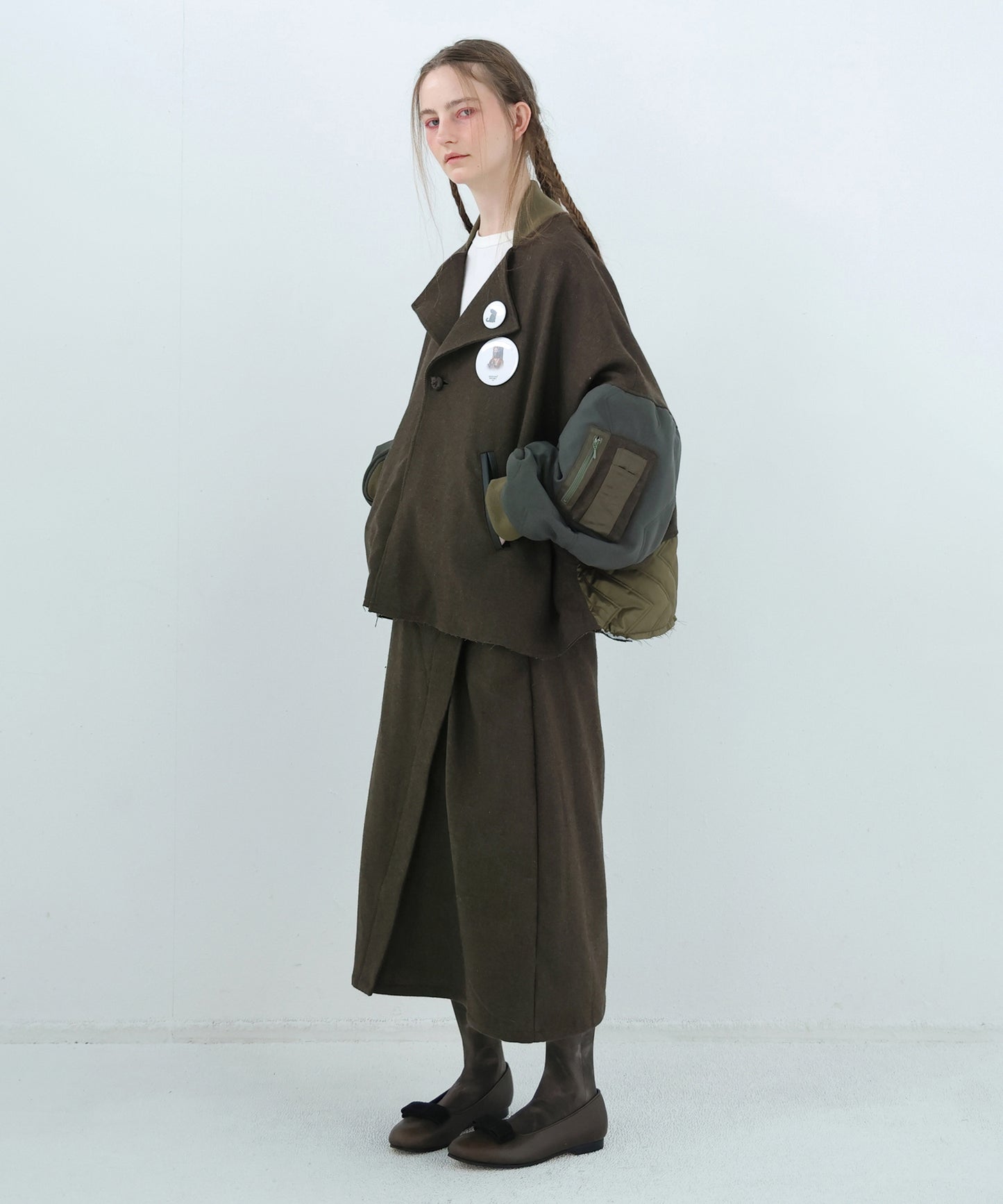 Dreamin' Mix Poncho Short Coat