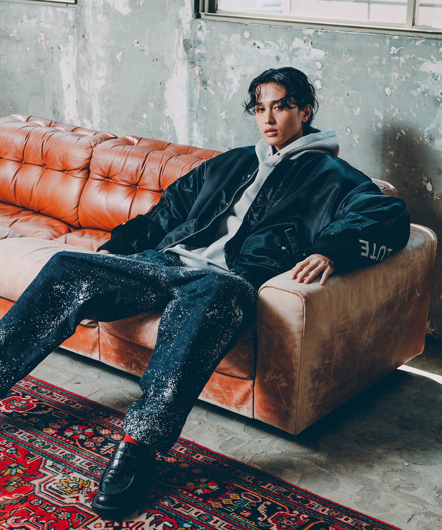 knit melton hoodie pullover