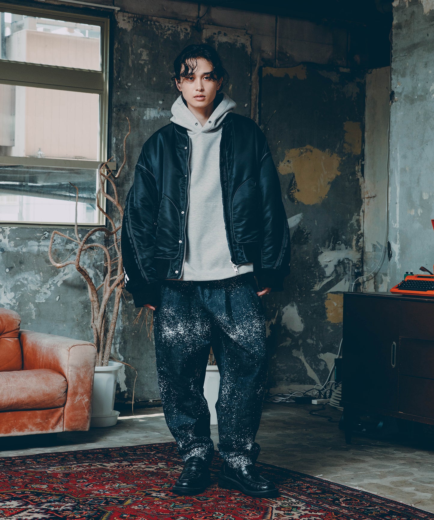 knit melton hoodie pullover