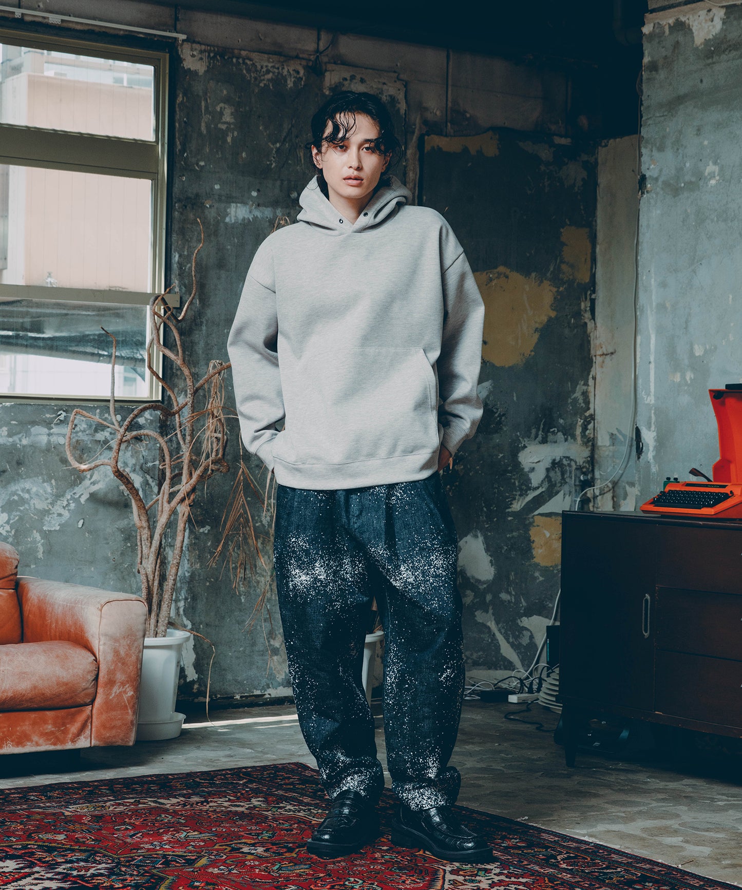 knit melton hoodie pullover