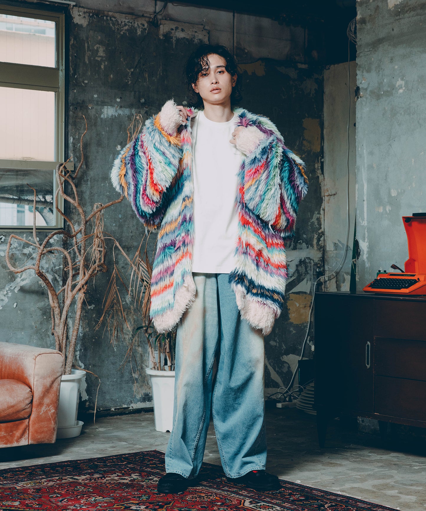 OVER RAP DENIM PANTS
