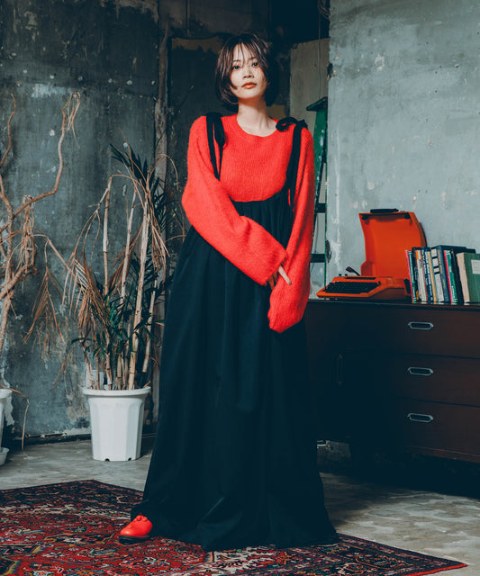 gabardine shoulder tuck dress