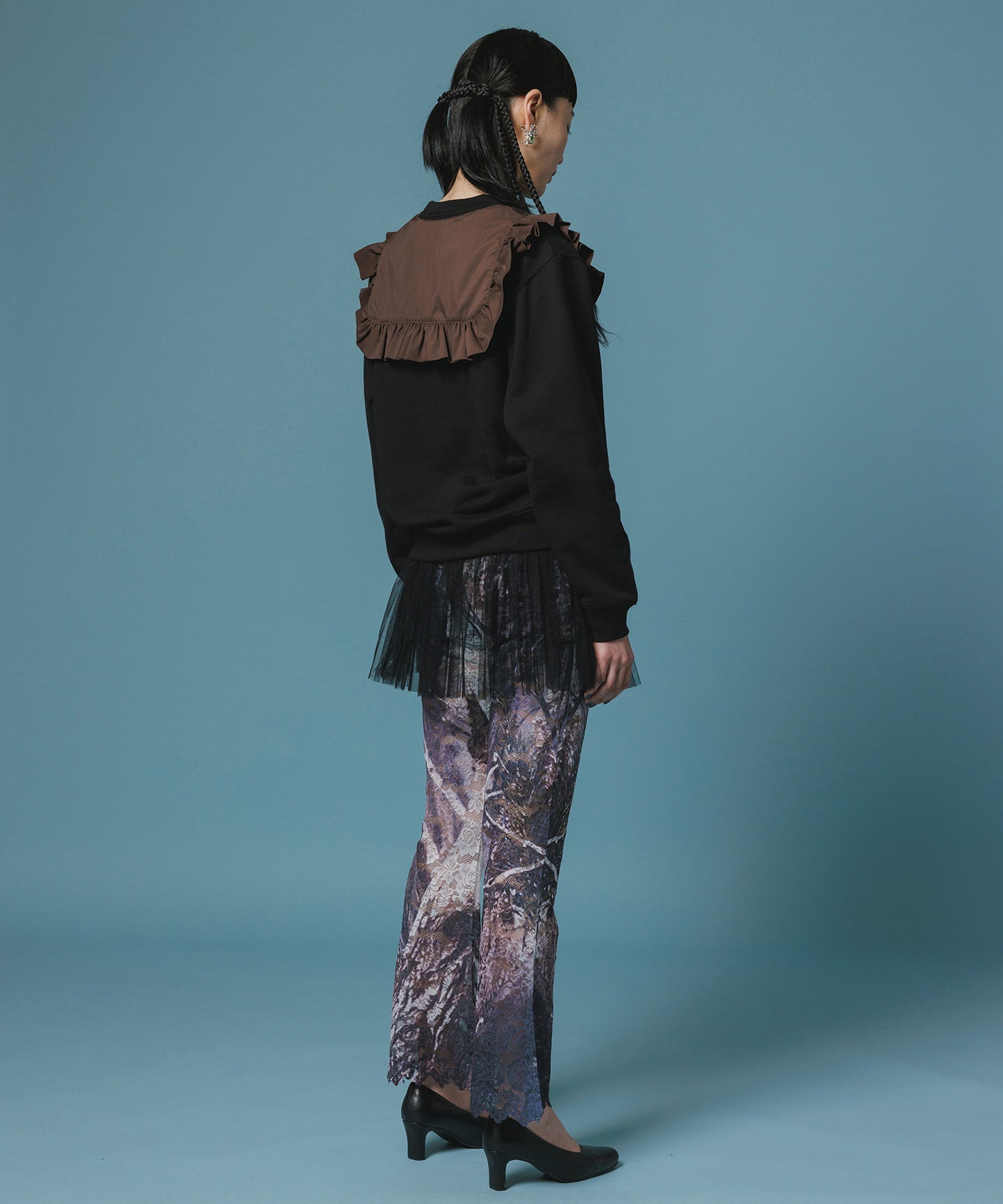 LACE DIRECT PRINT FLARE PANTS