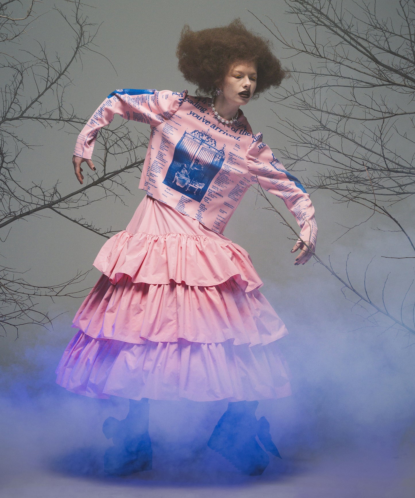 PRINT RIB PUFF SLEEVE C/S