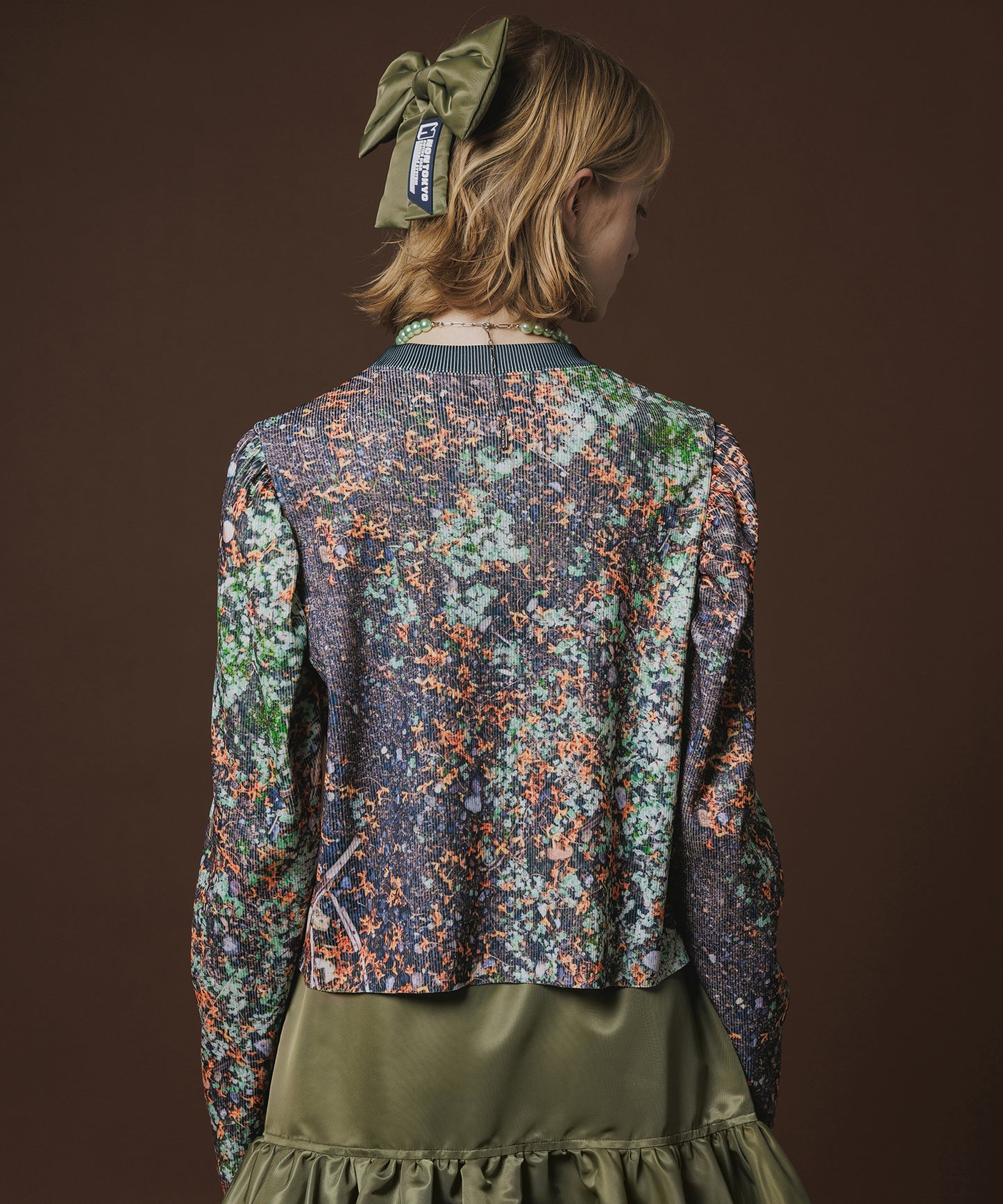 PRINT RIB PUFF SLEEVE C/S