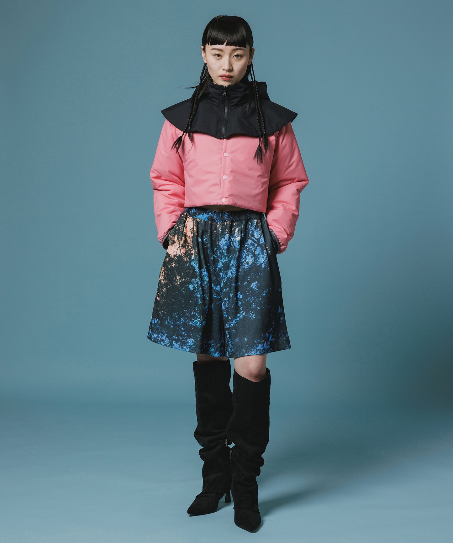 PRINT RIB WIDE SHORTS