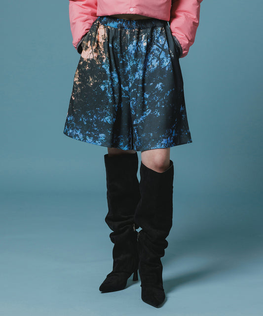 PRINT RIB WIDE SHORTS