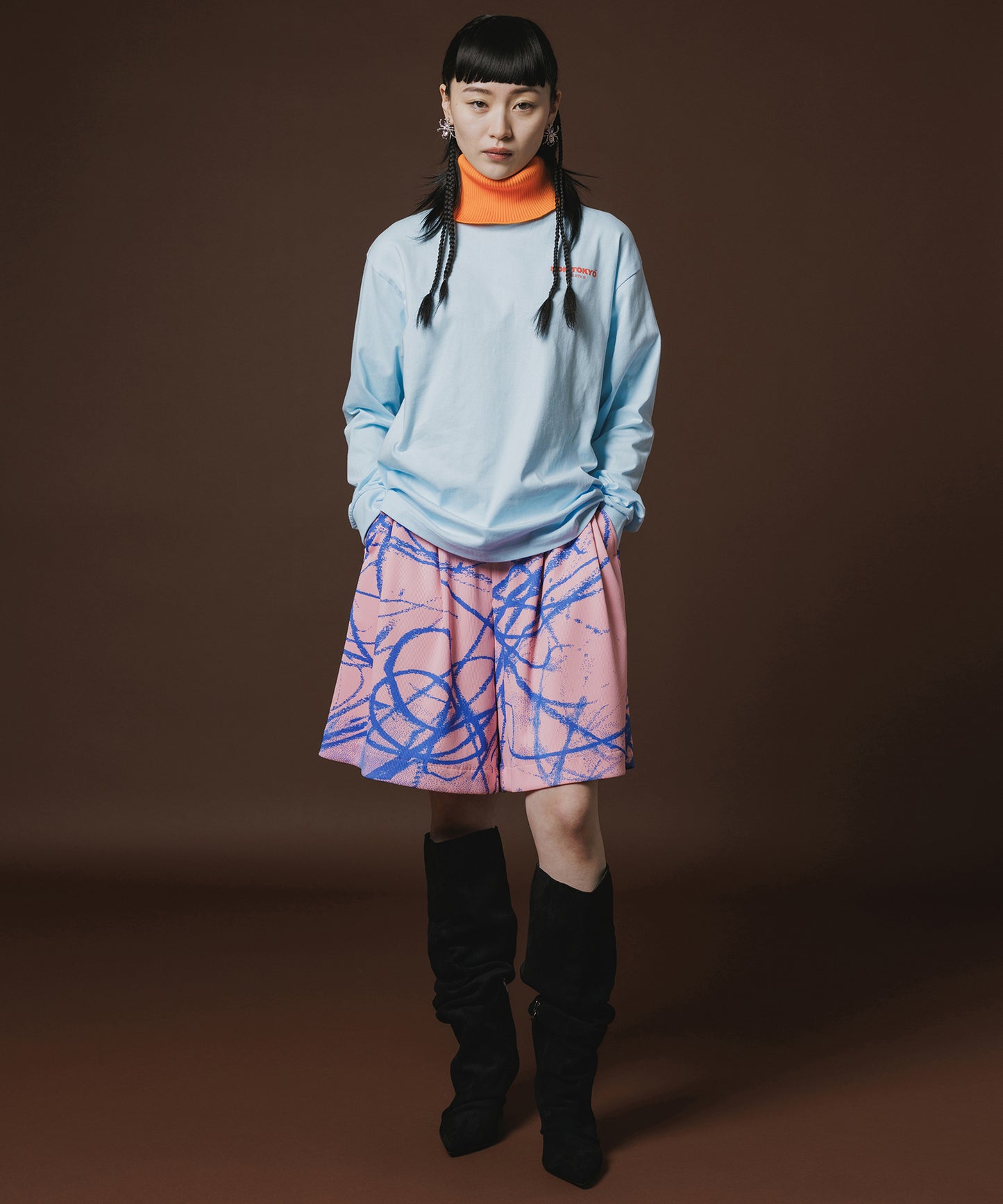 PRINT RIB WIDE SHORTS