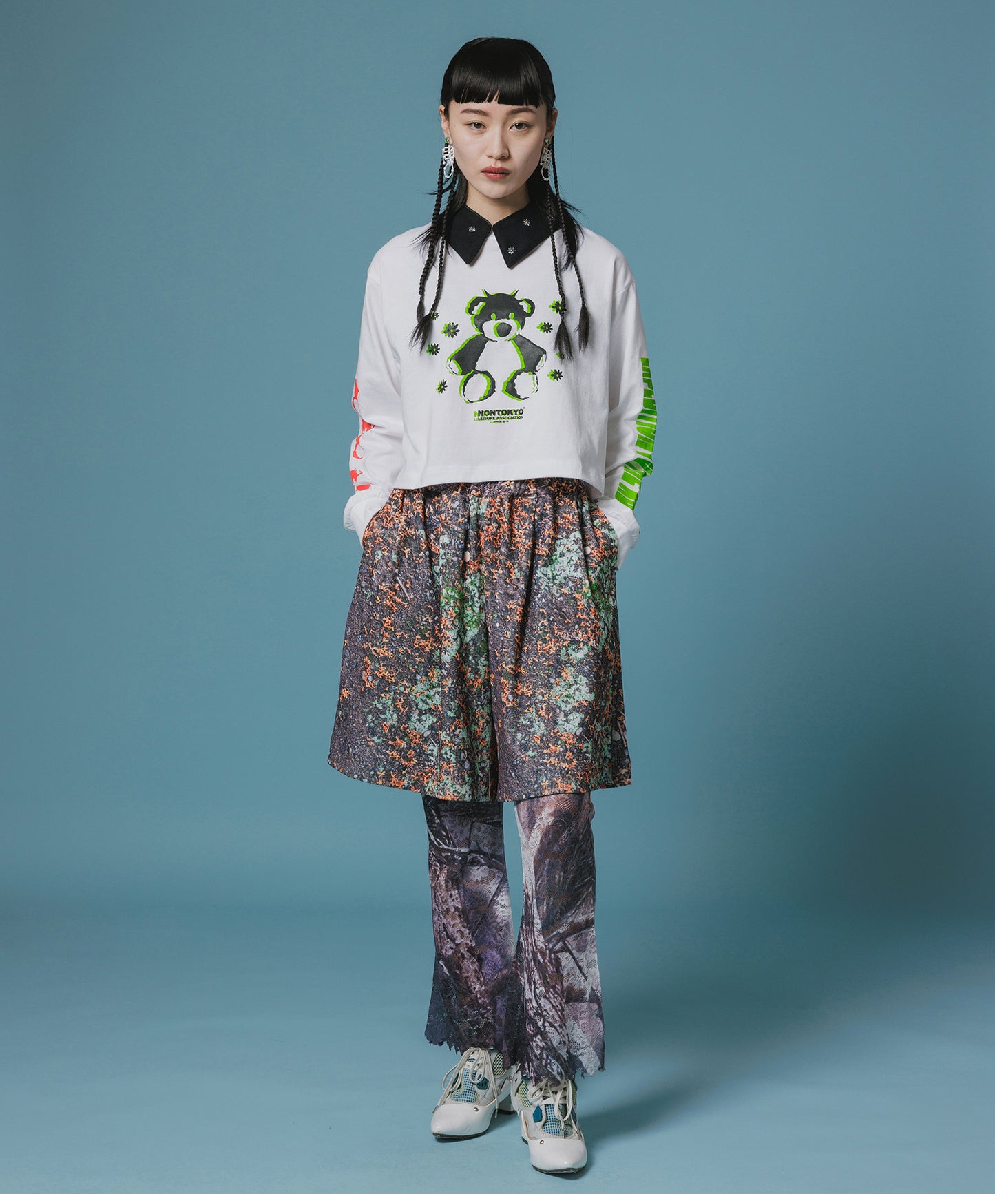 PRINT RIB WIDE SHORTS