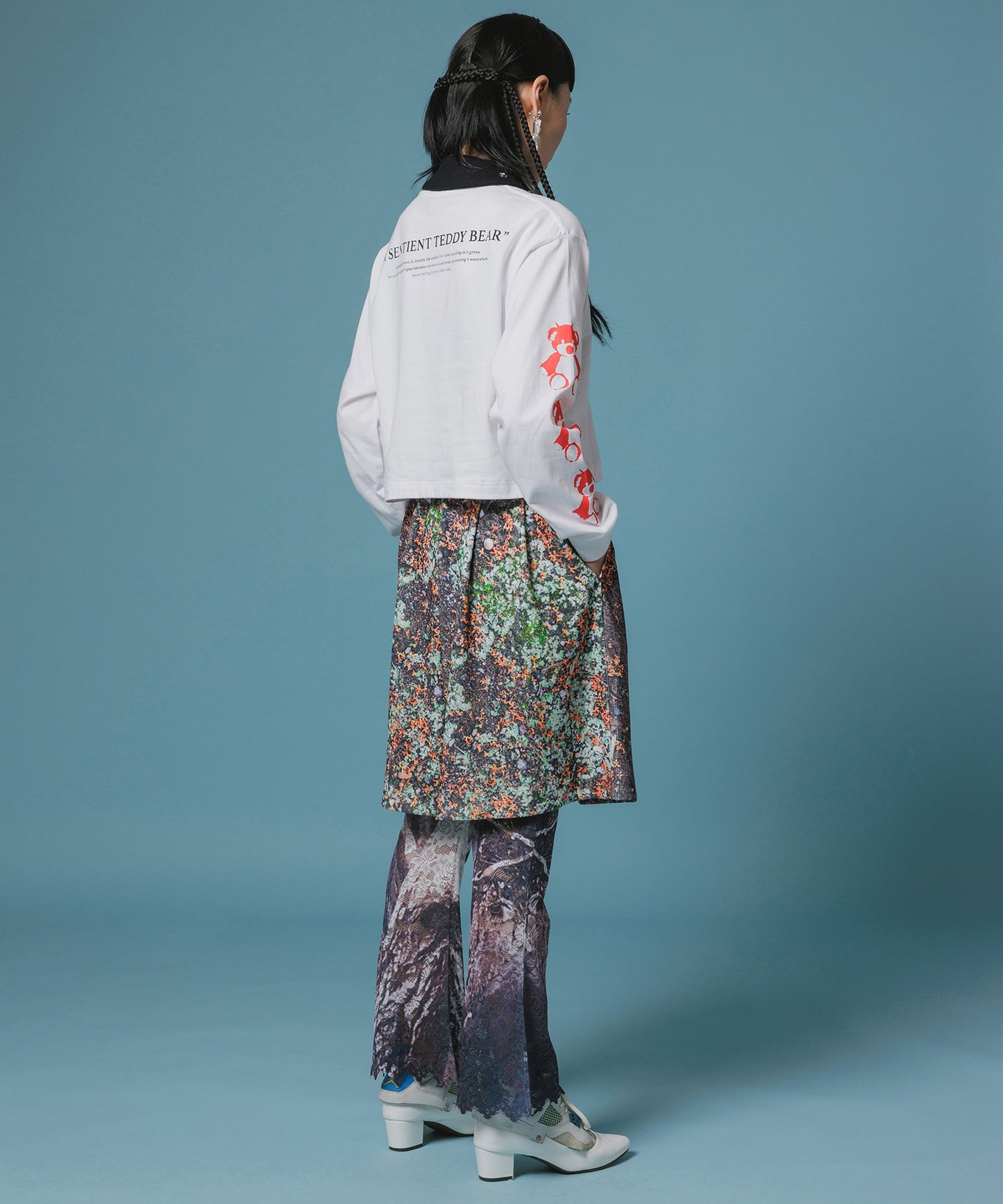 PRINT RIB WIDE SHORTS