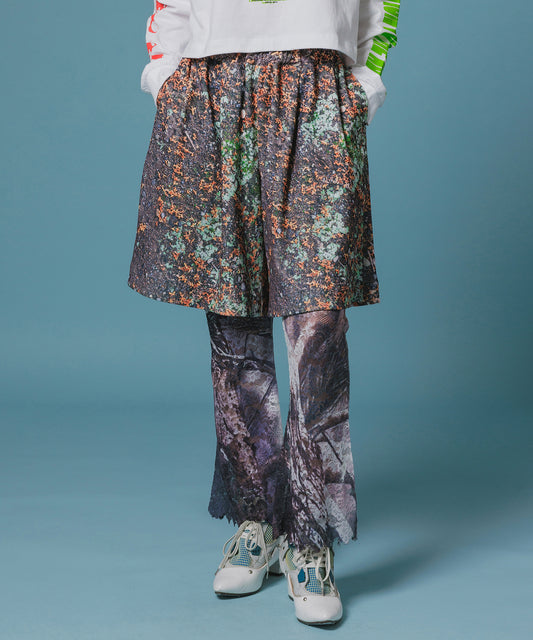 PRINT RIB WIDE SHORTS