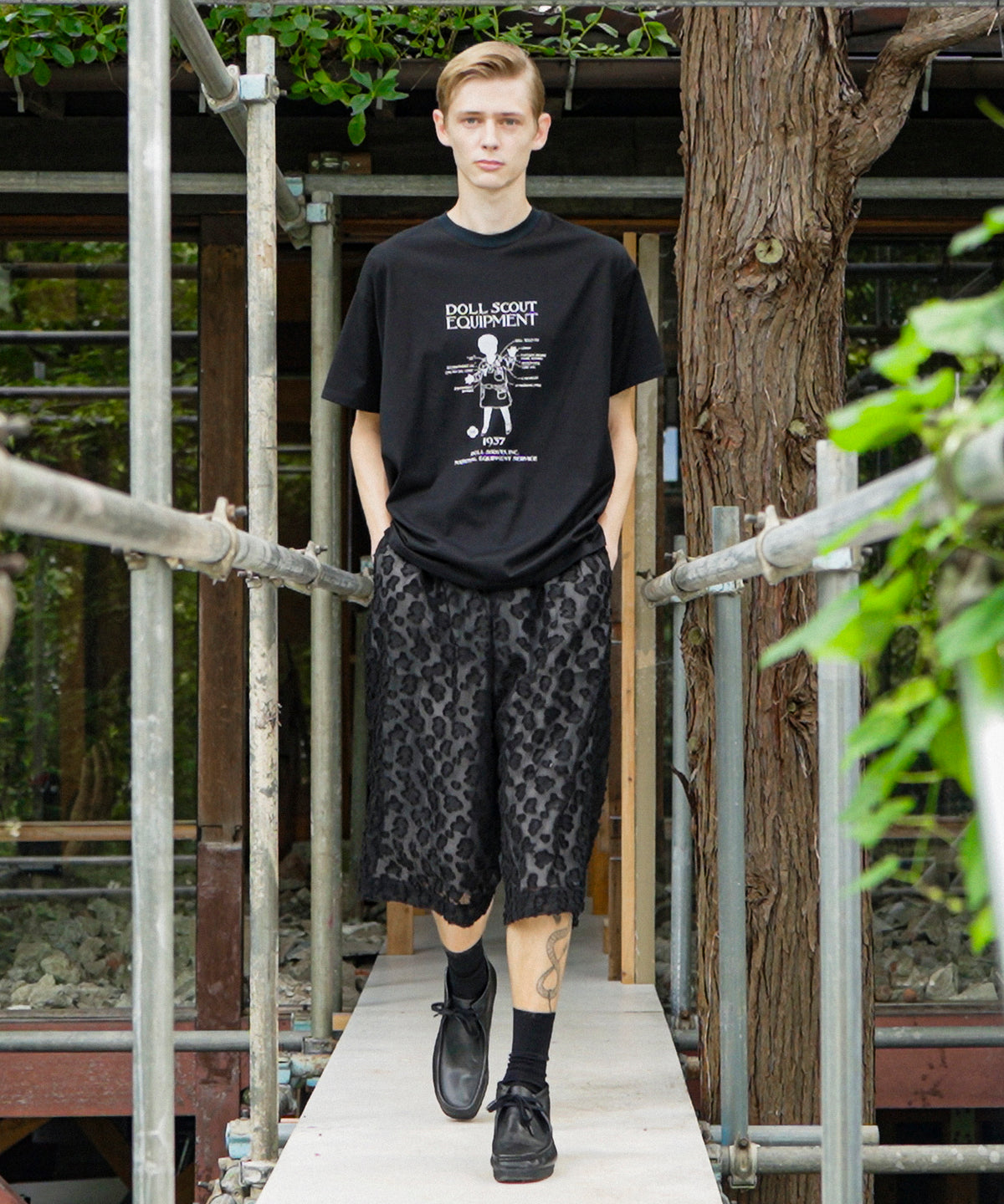 Floral Jacquard Volume Pants