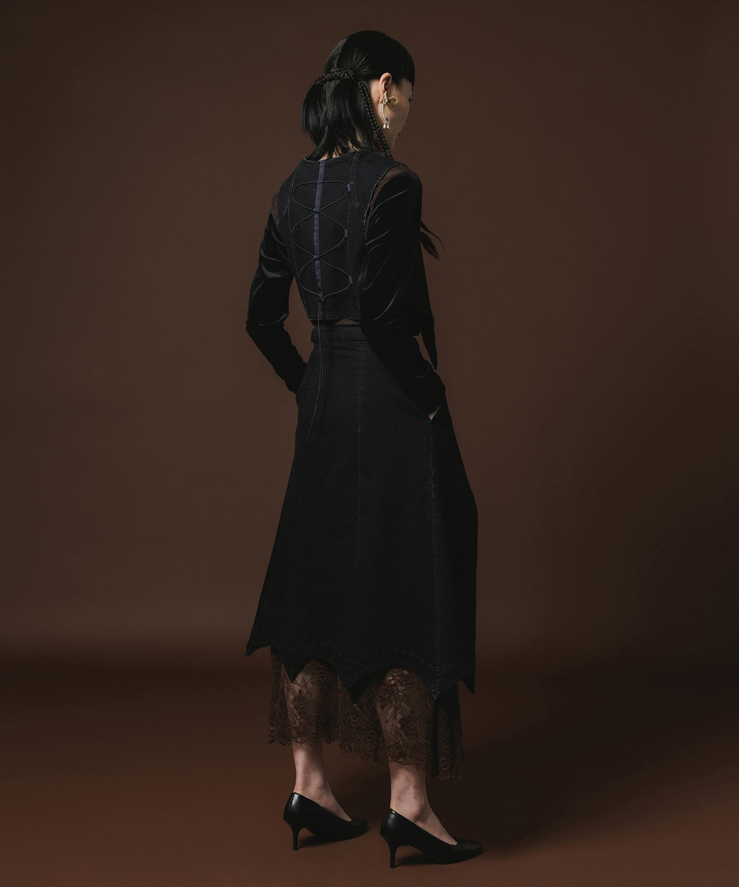 BATWING HEM DENIM VEST