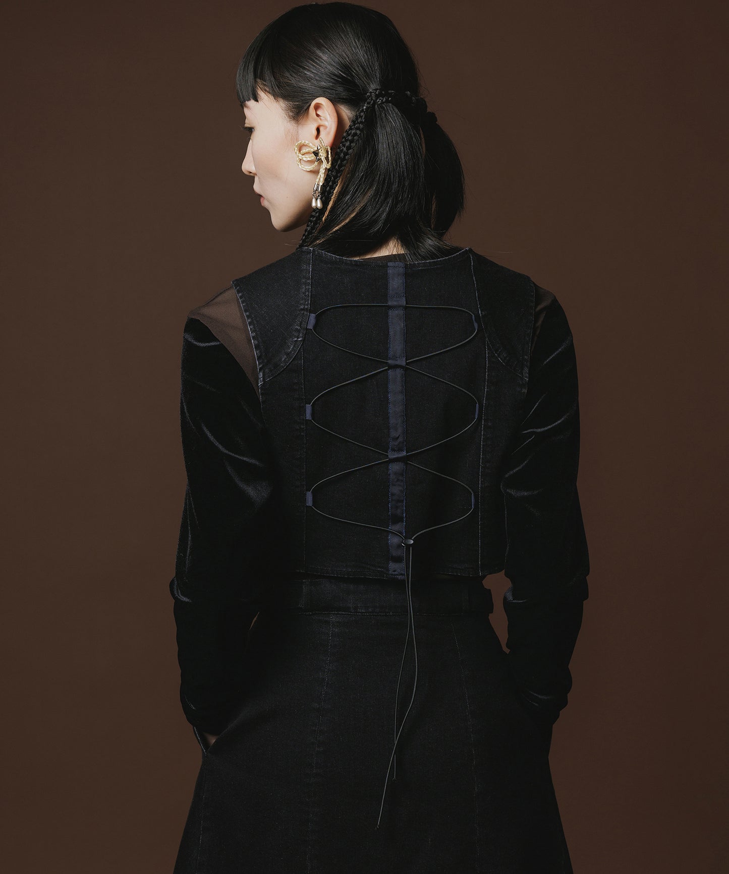 BATWING HEM DENIM VEST