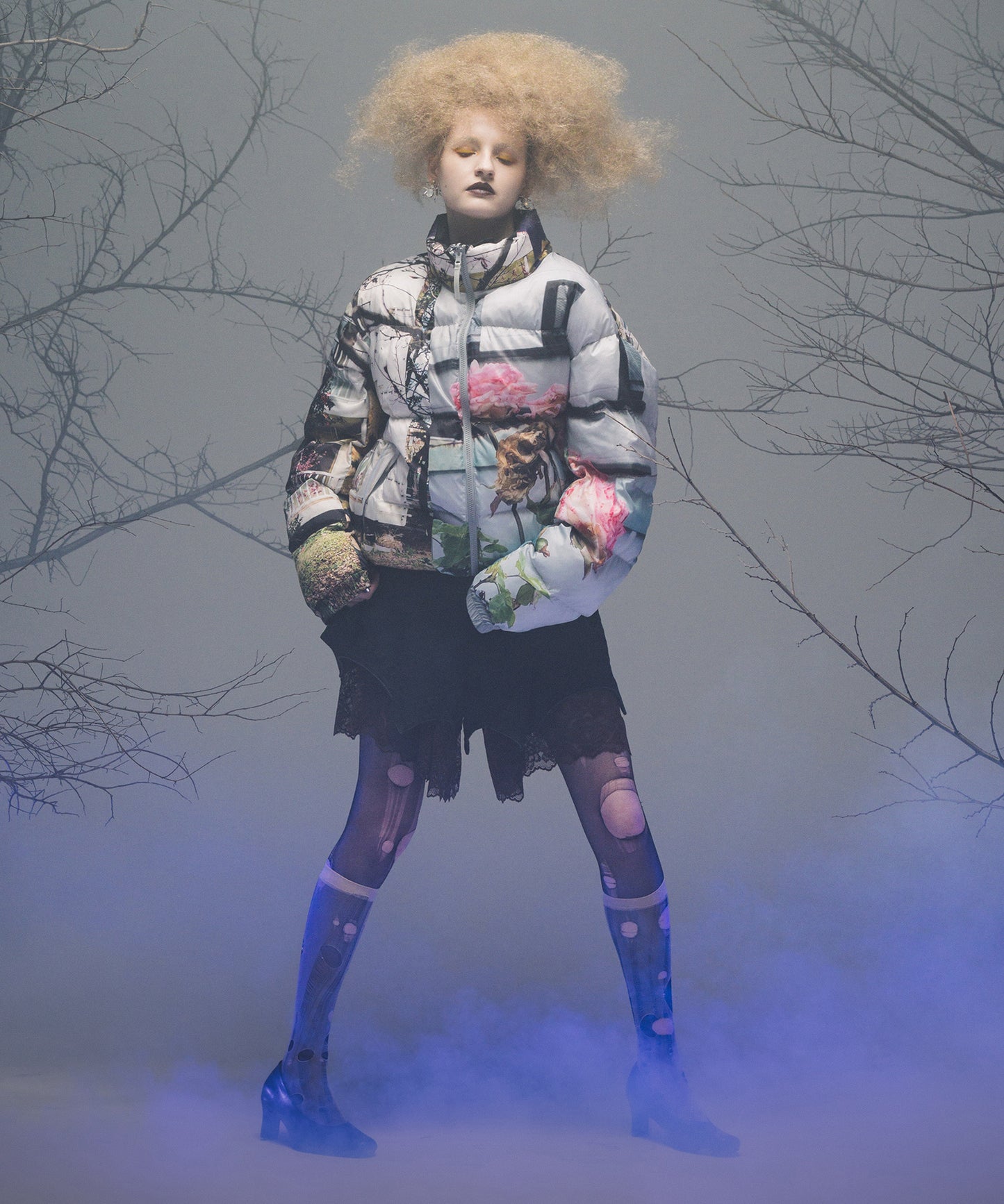 BATWING HEM DENIM & LACE SHORTS