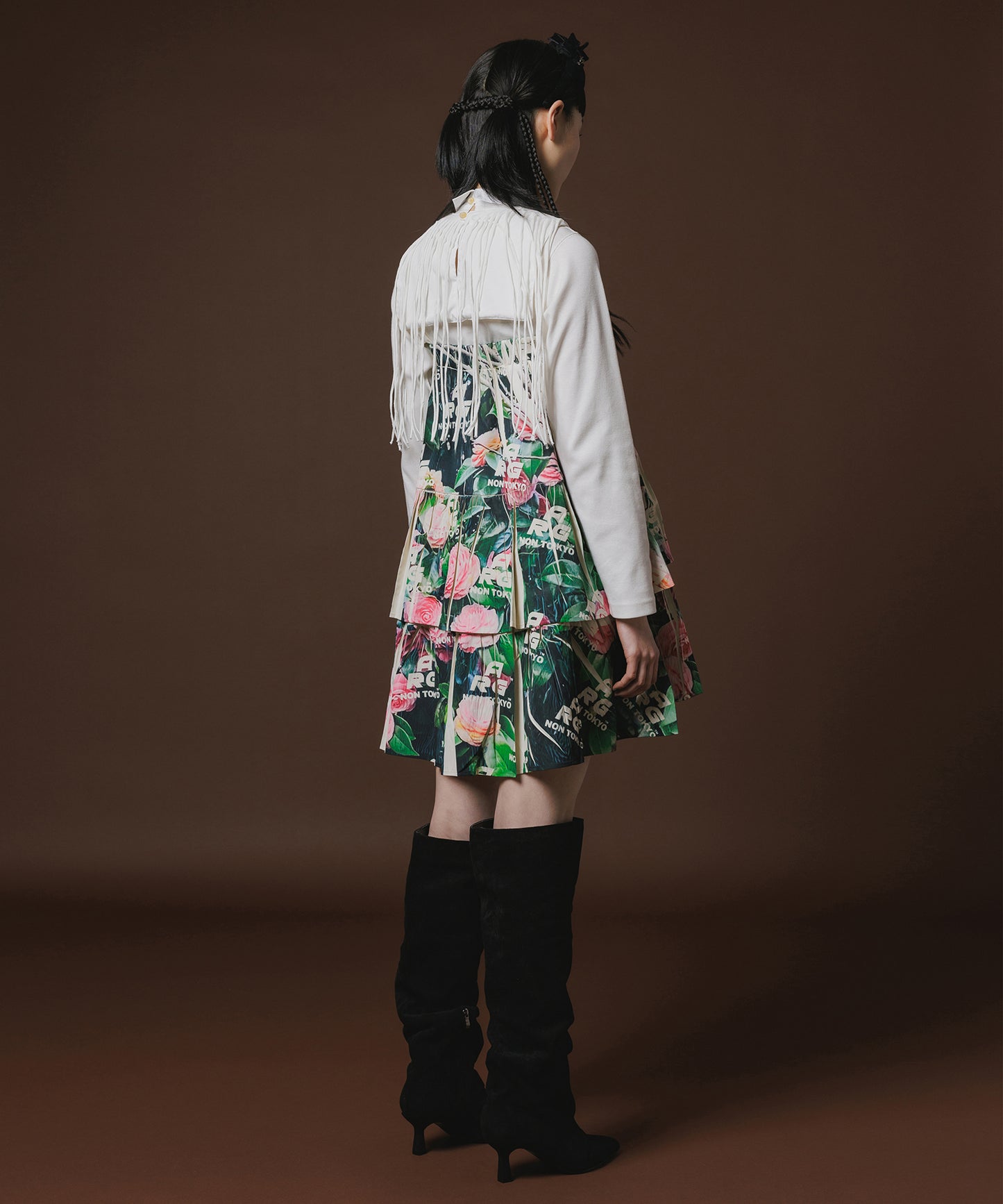 DIRECT PRINT RIB GATHER SKIRT