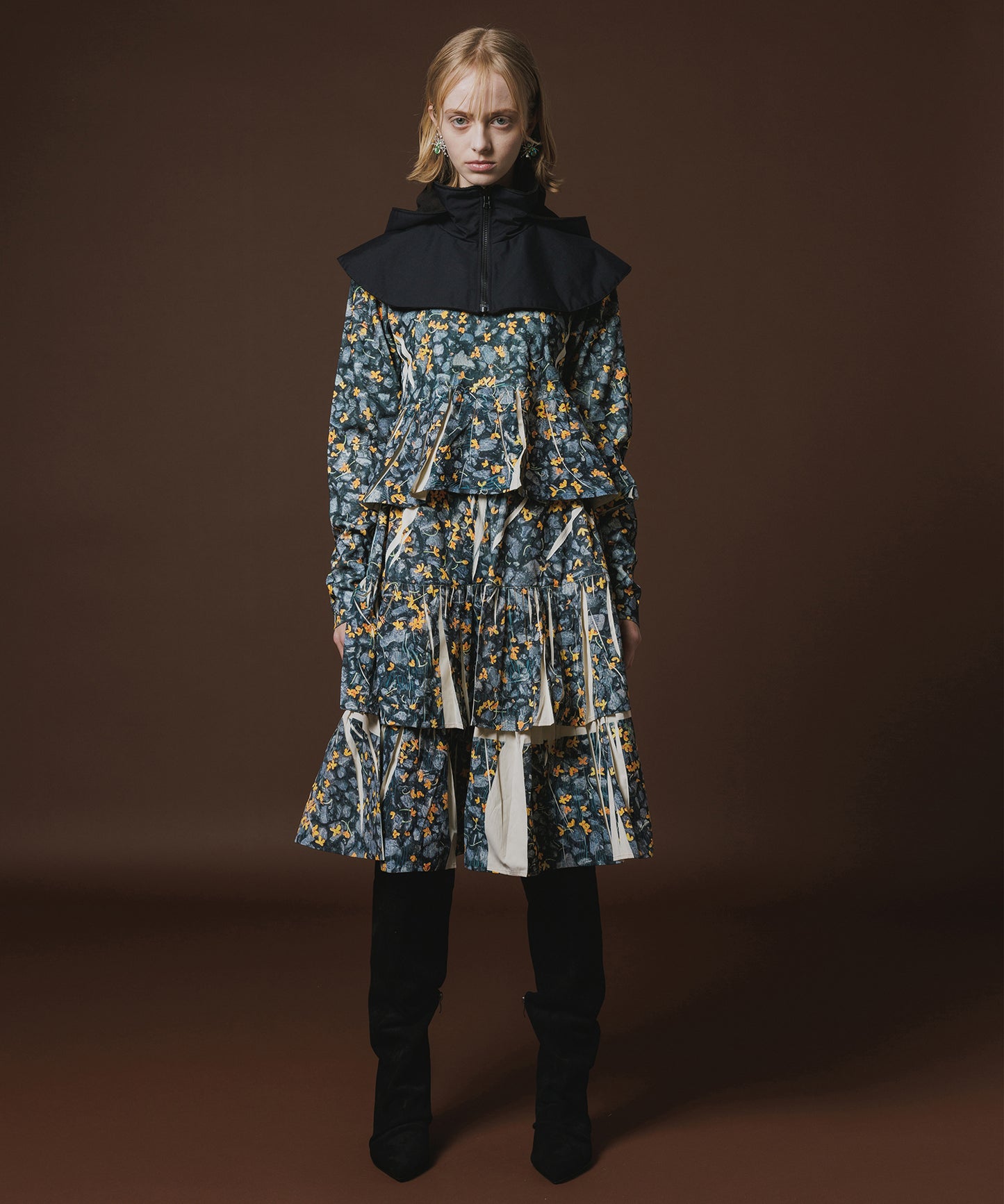 DIRECT PRINT RIB GATHER SKIRT