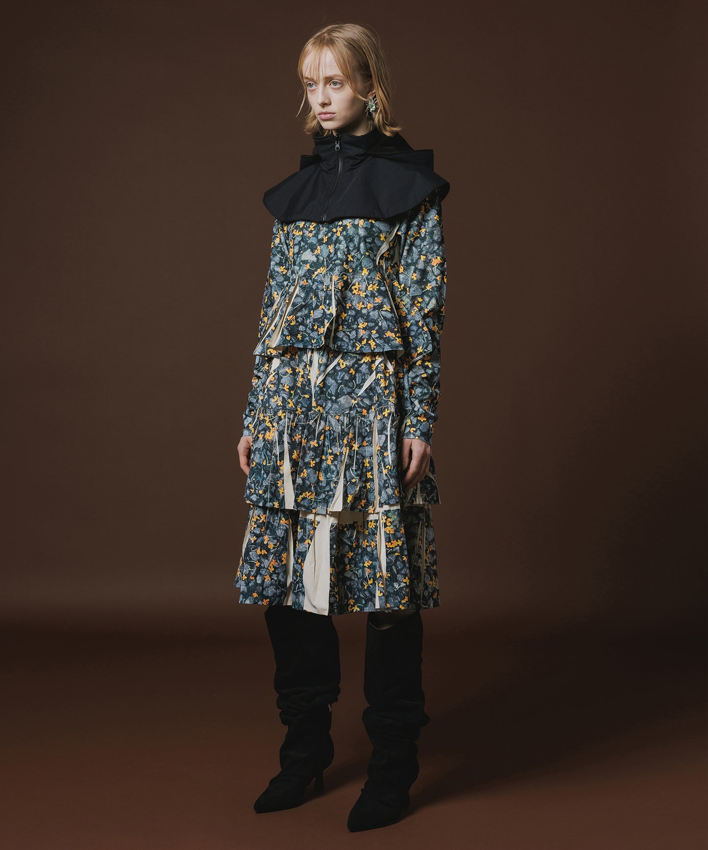 DIRECT PRINT RIB GATHER SKIRT