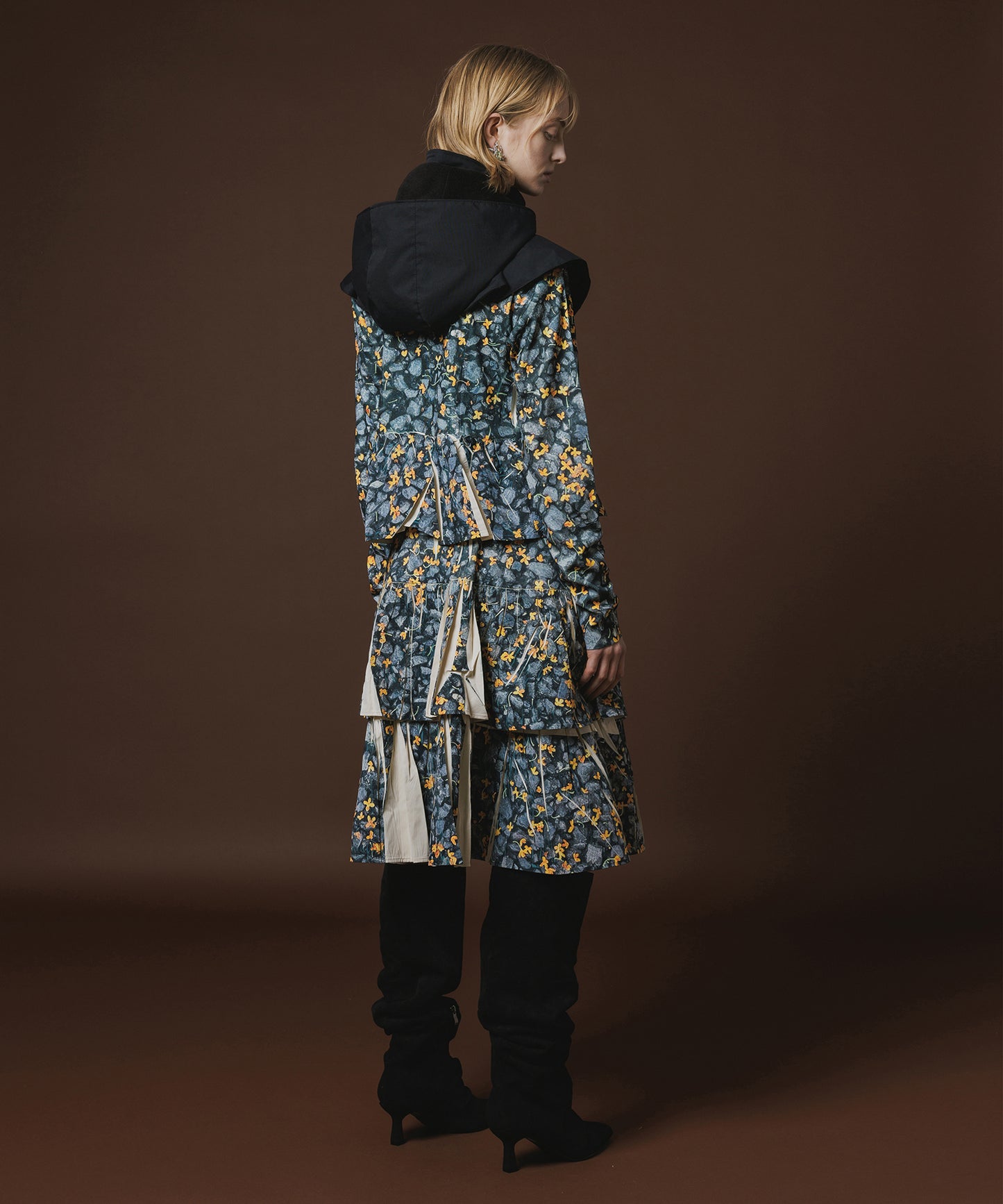 DIRECT PRINT RIB GATHER SKIRT