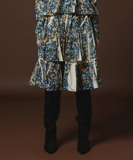 DIRECT PRINT RIB GATHER SKIRT