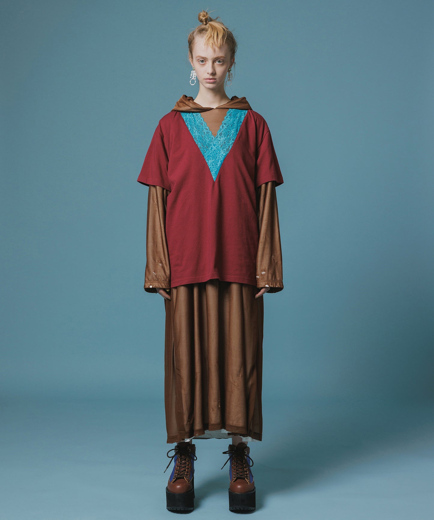 CRASH SHEER LAYER MAXI HOODIE