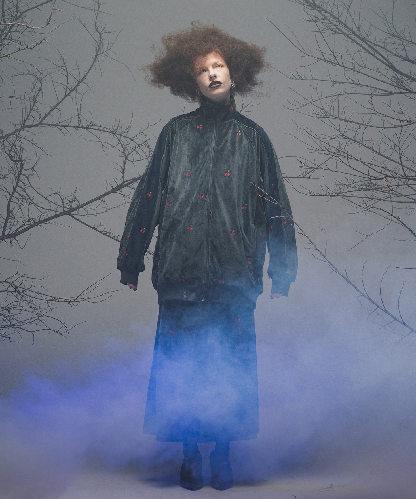 EMBROIDERY VELOUR TRACK SKIRT