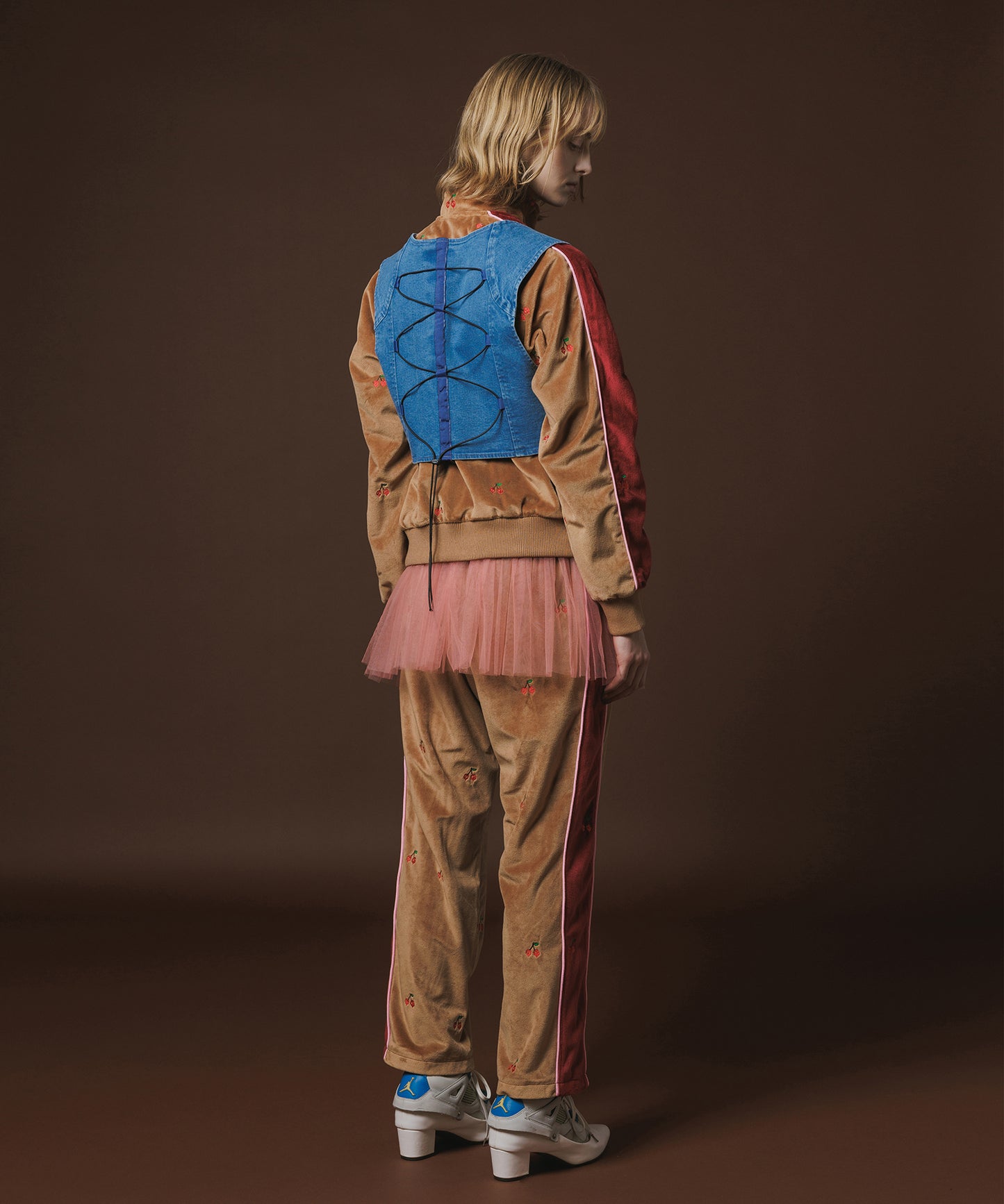 EMBROIDERY VELOUR TRACK PANTS