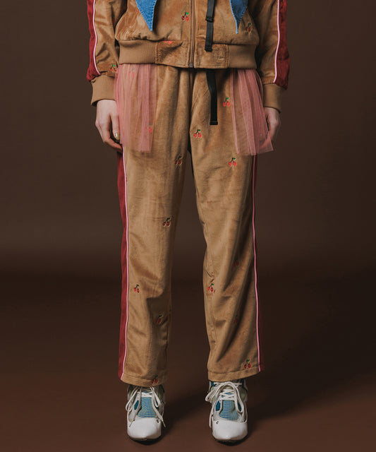EMBROIDERY VELOUR TRACK PANTS