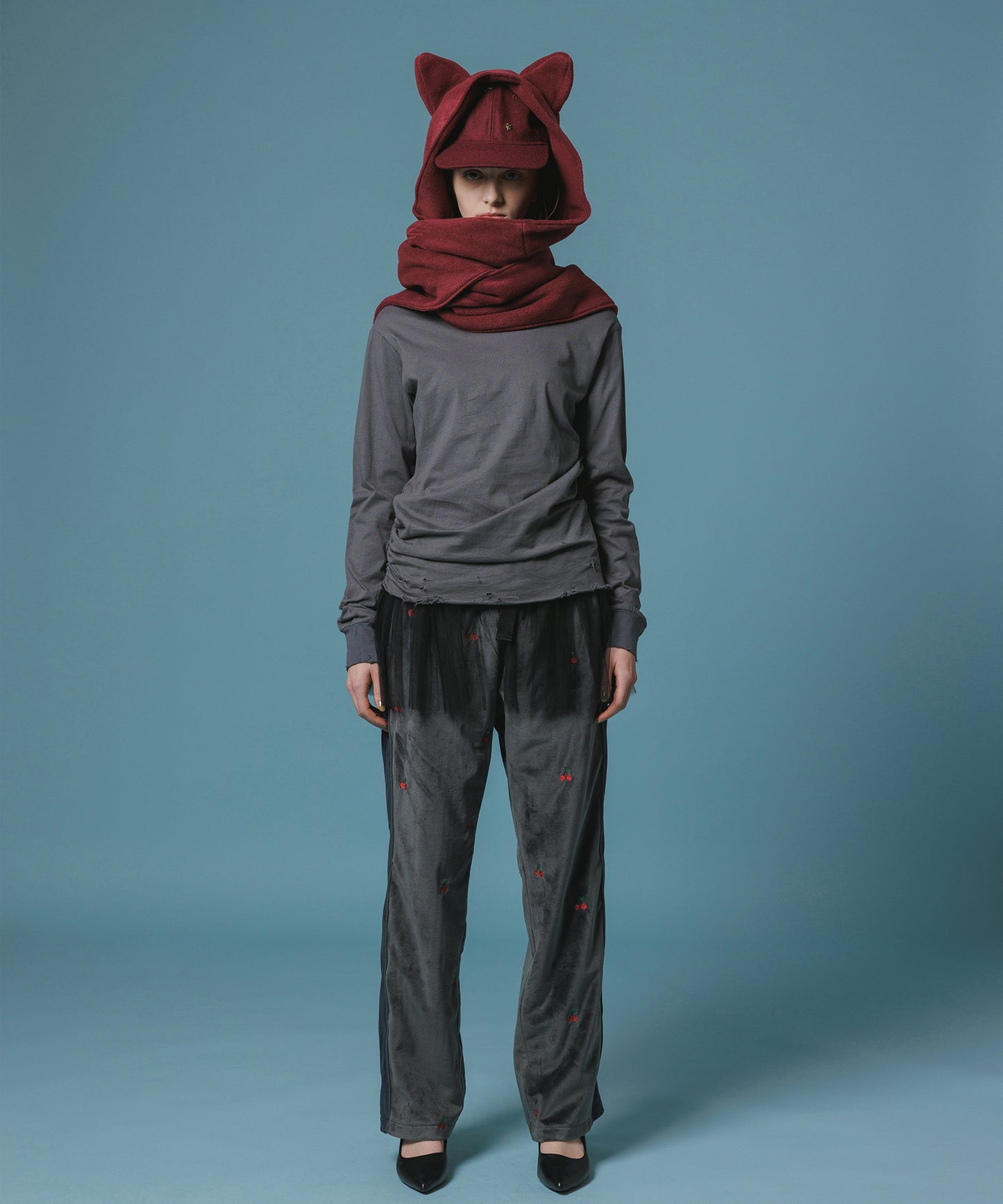 EMBROIDERY VELOUR TRACK PANTS