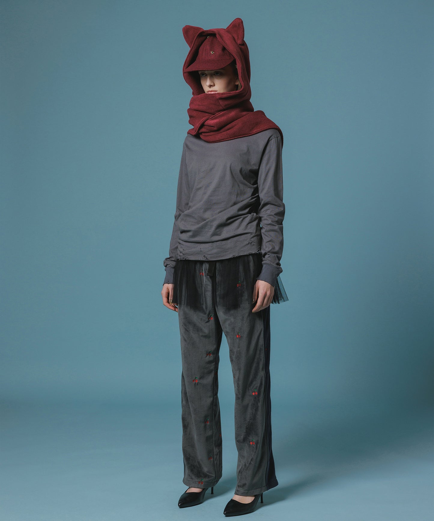 EMBROIDERY VELOUR TRACK PANTS