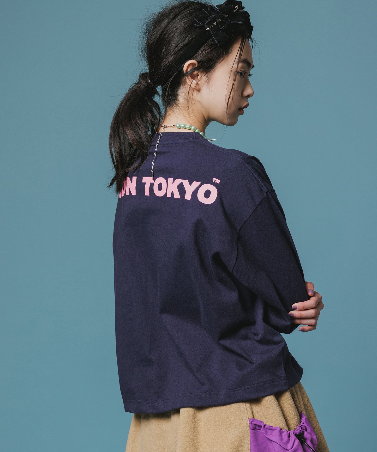 PRINT L/S SHORT T-SHIRT(DEVIL APPLE)