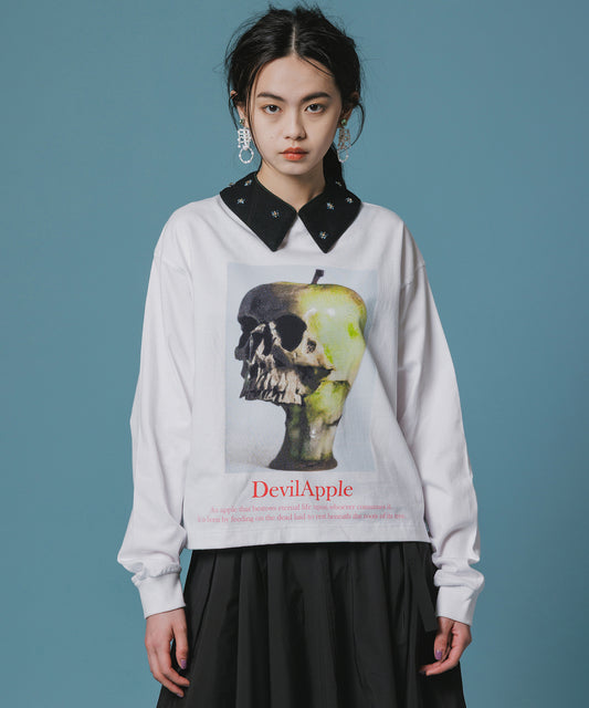 PRINT L/S SHORT T-SHIRT(DEVIL APPLE)