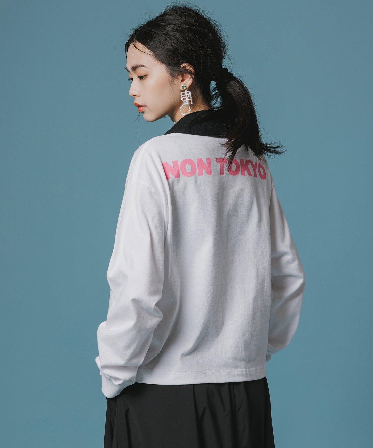 PRINT L/S SHORT T-SHIRT(DEVIL APPLE)
