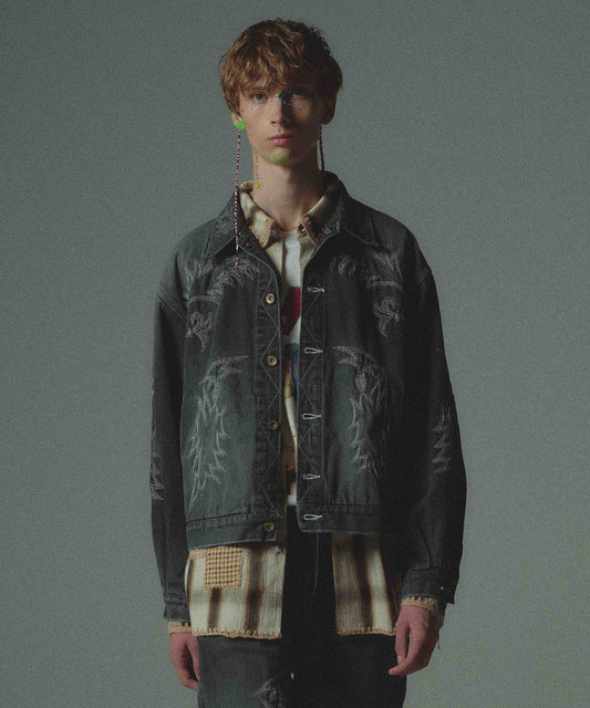EMBROIDERY DENIM BLOUSON
