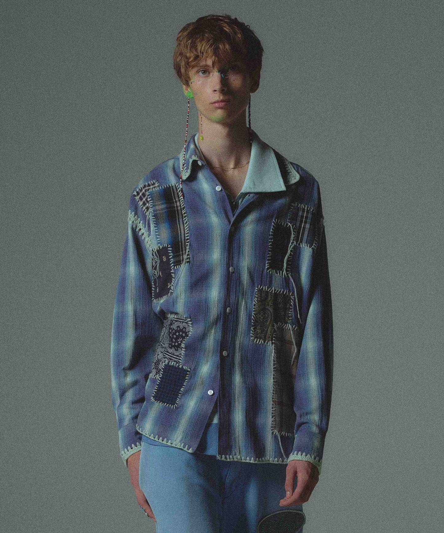 HAND KNITTING CHECK SHIRT