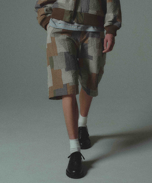 SASHIKO PATCHED SHORT PANTS