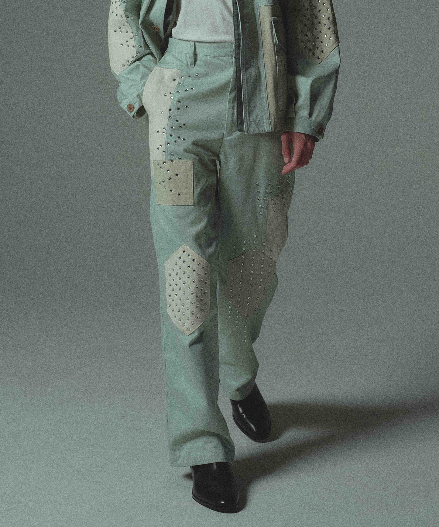 STUDS PATCHED PANTS