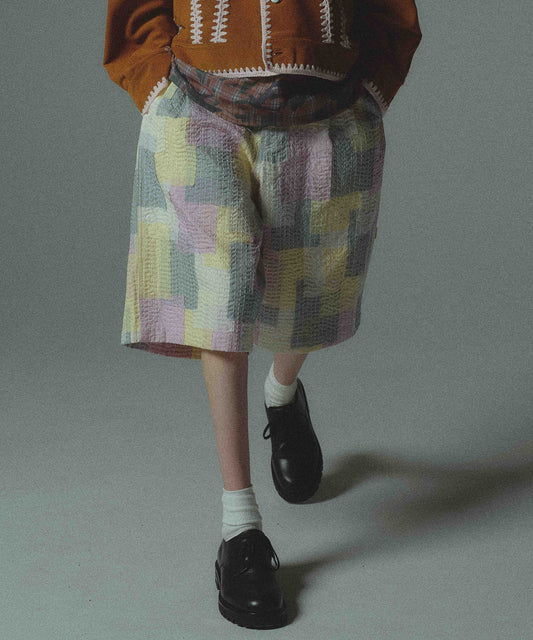 SASHIKO PATCHED SHORT PANTS