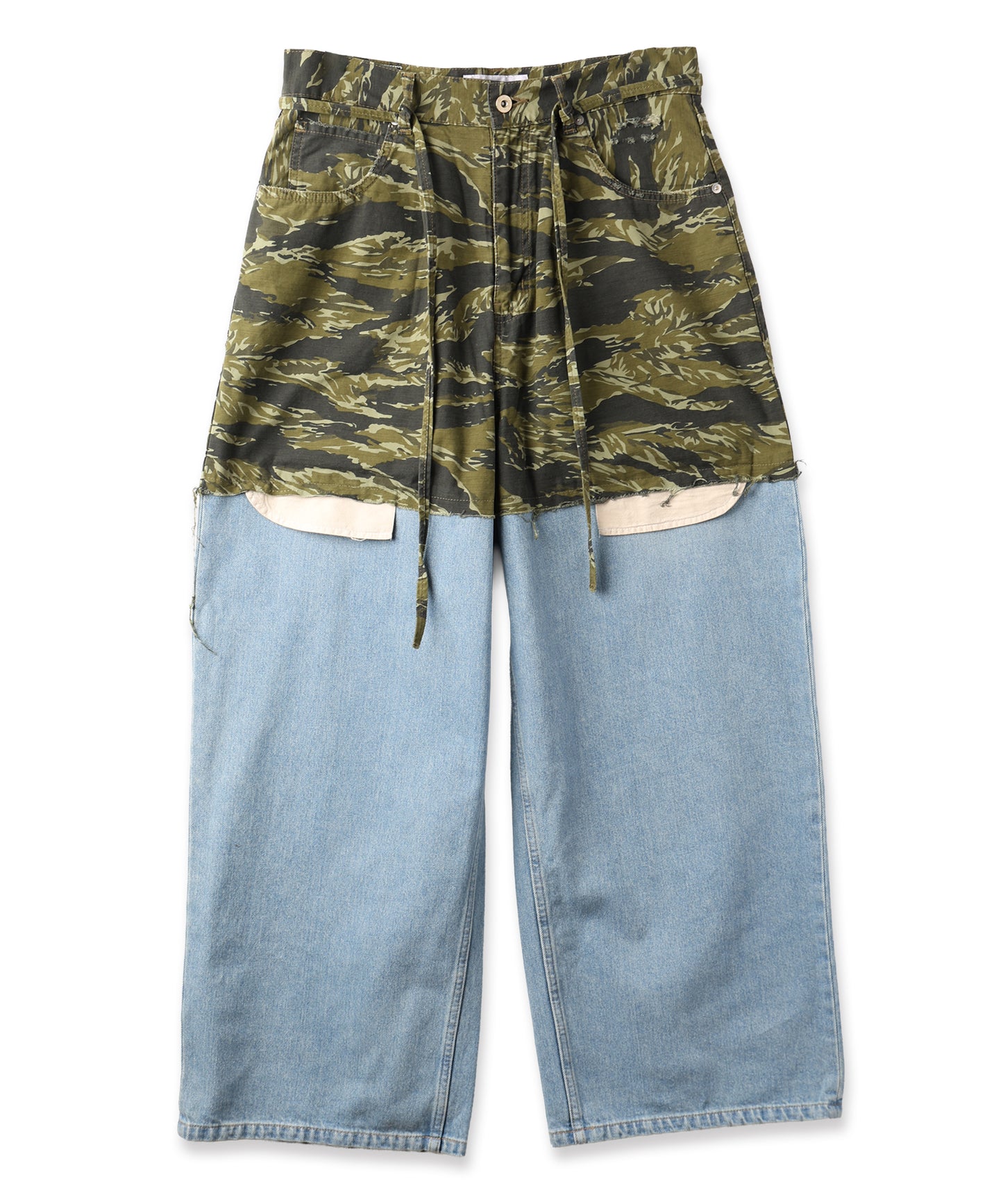 LAYERED ARMY DENIM PANTS