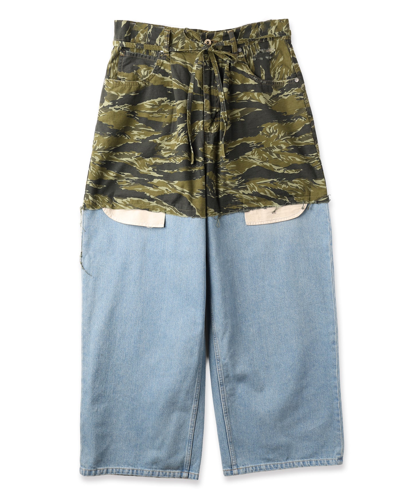 LAYERED ARMY DENIM PANTS