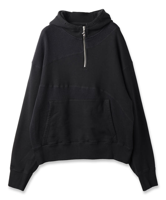 DRAPING HALF ZIP SWEAT HOODIE