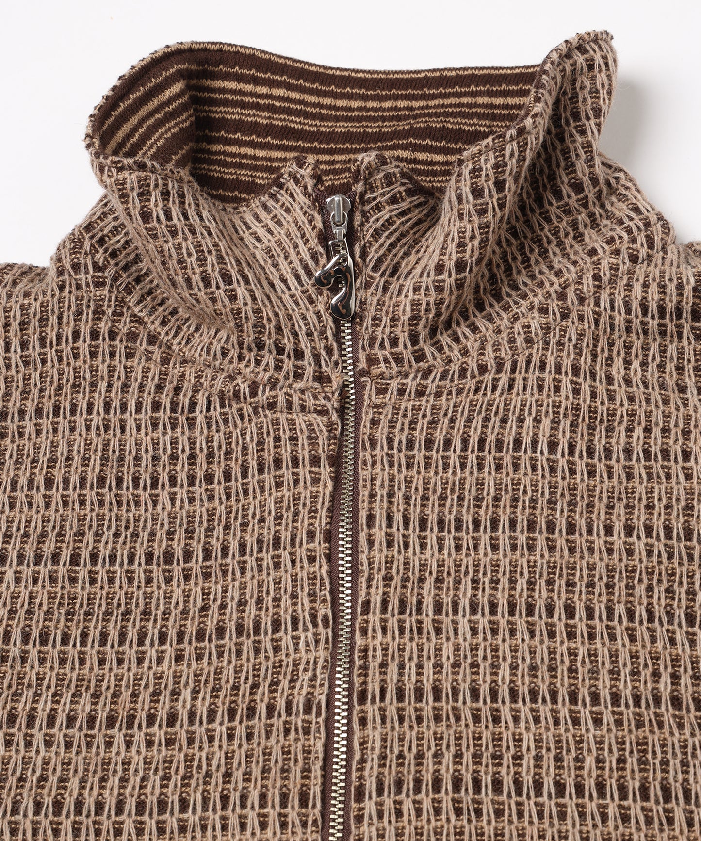 CHAIN STITCH KNIT ZIP CARDIGAN