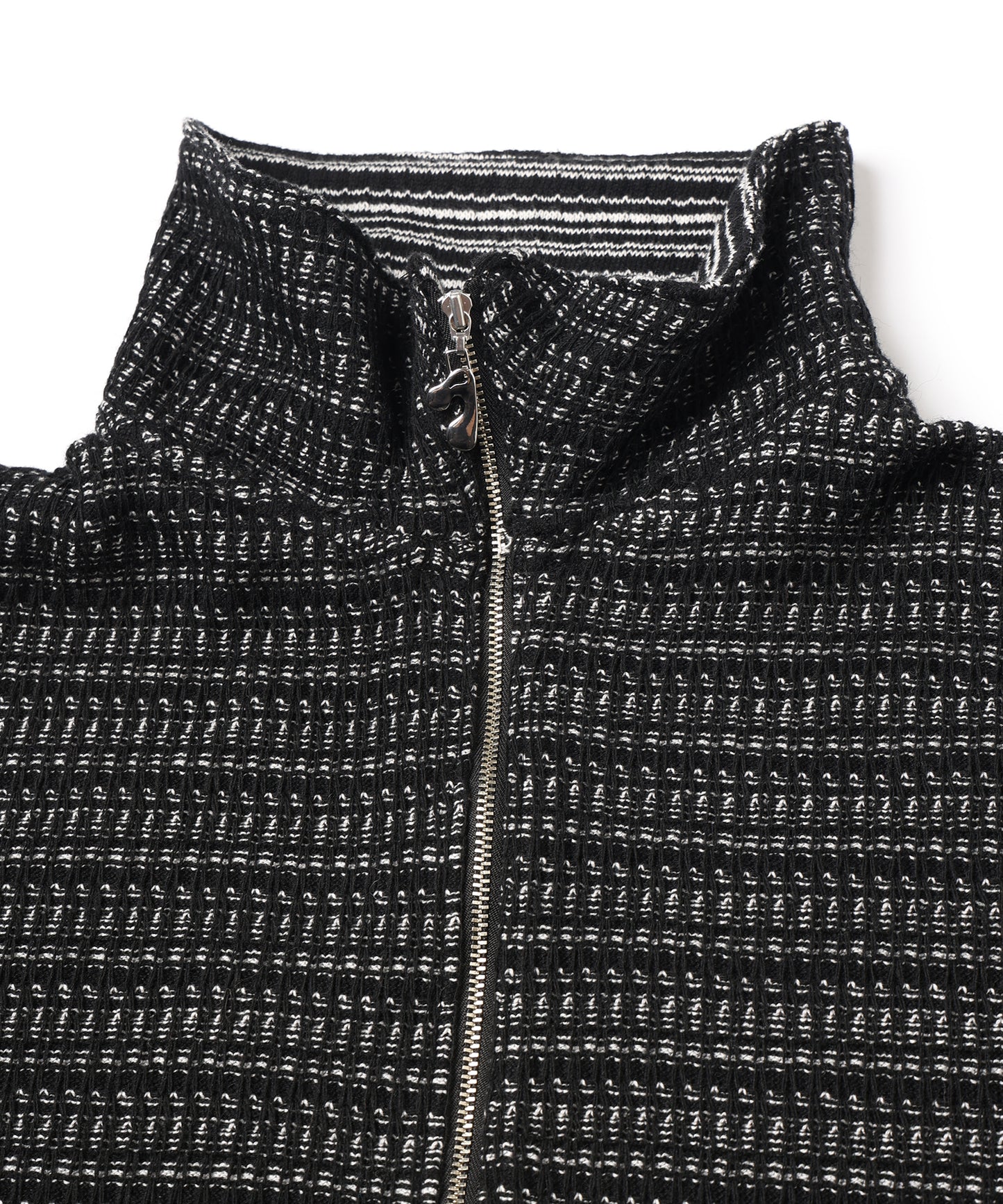 CHAIN STITCH KNIT ZIP CARDIGAN