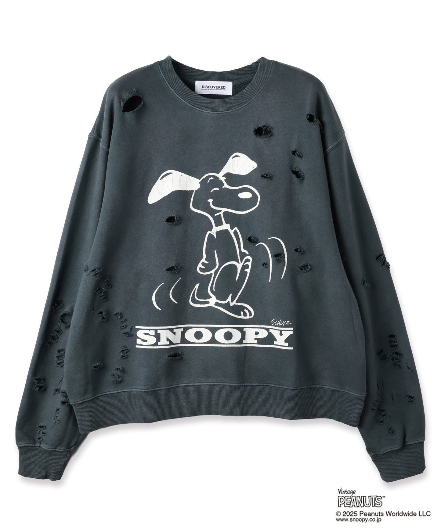 PEANUTSxDISCOVERED DAMAGE PIGMENT DYED SWEAT