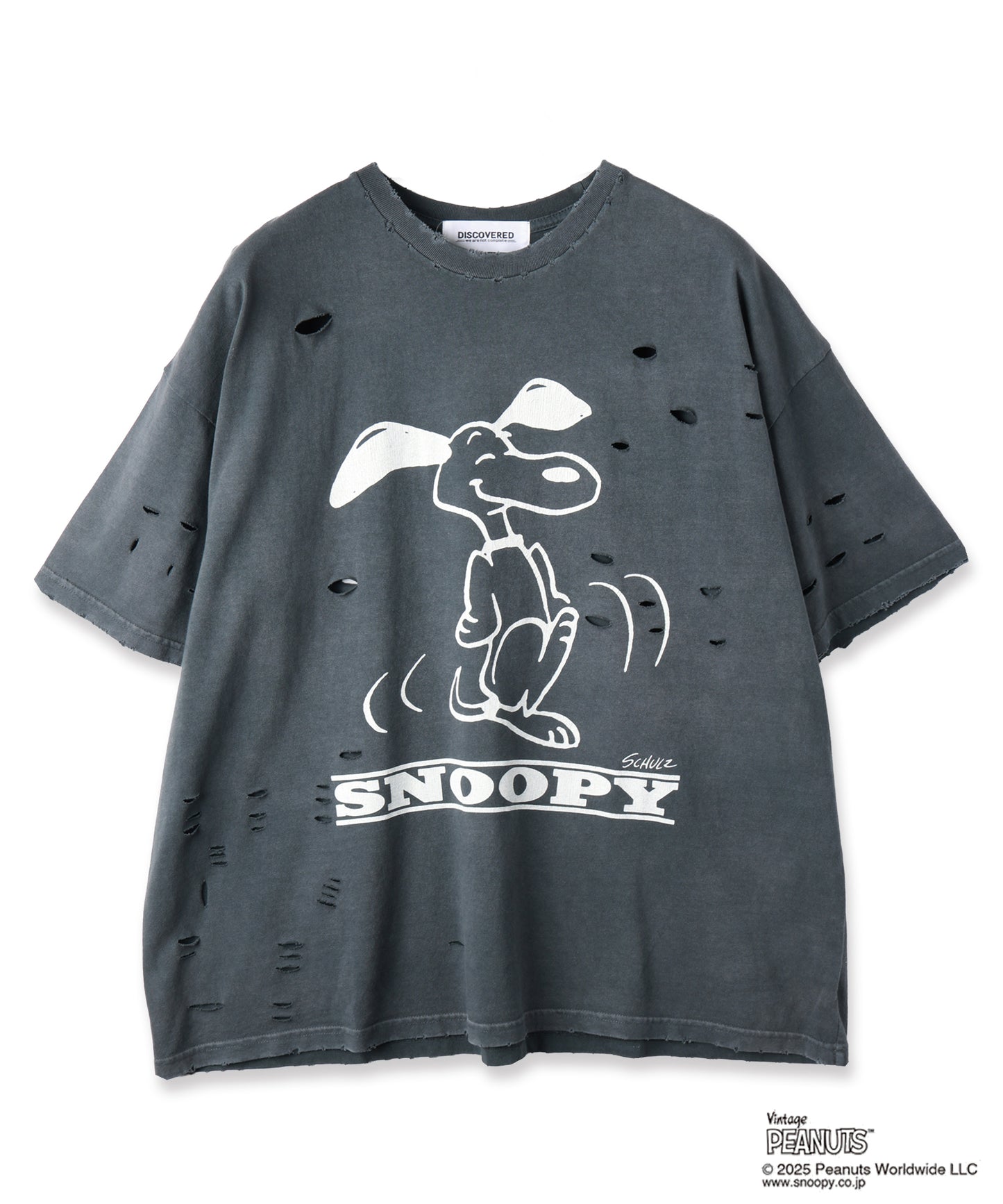 PEANUTSxDISCOVERED DAMAGE PIGMENT DYED TEE