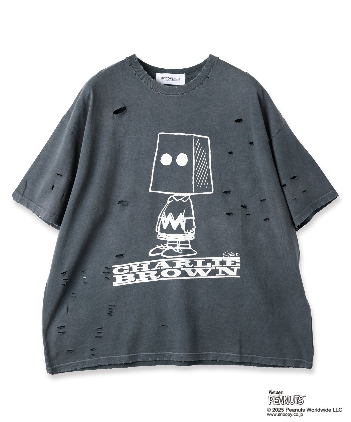 PEANUTSxDISCOVERED DAMAGE PIGMENT DYED TEE